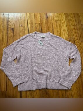 Loft Pink Purple Crew Neck Knit Sweater Size Medium NWT